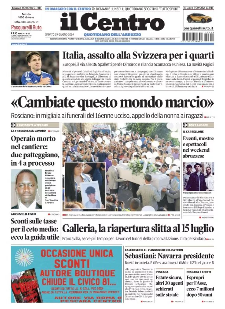 Prima-pagina-il centro-oggi-edizione-del-2024-06-29